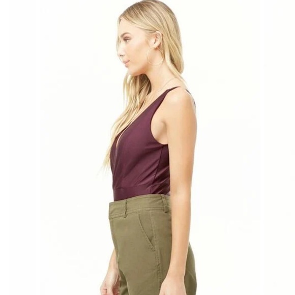 Forever 21 Plunging Plum Surplice Bodysuit - Picture 3 of 11